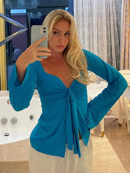 Noir Tie-Front Blouse